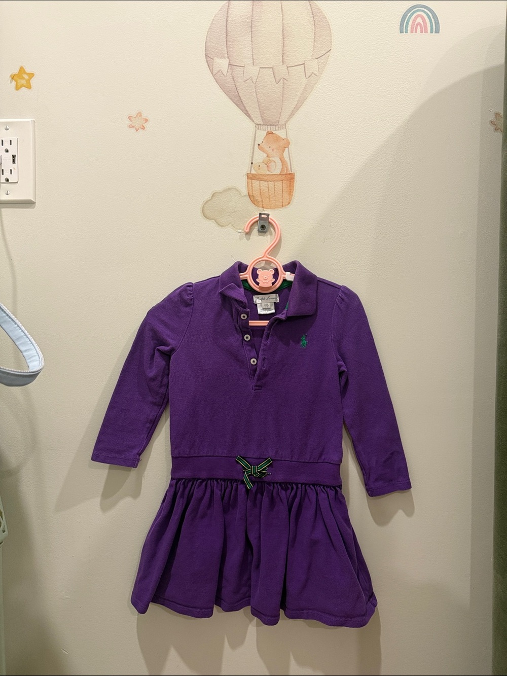 Ralph Lauren Purple Long-Sleeve Polo Dress for Girls 24m